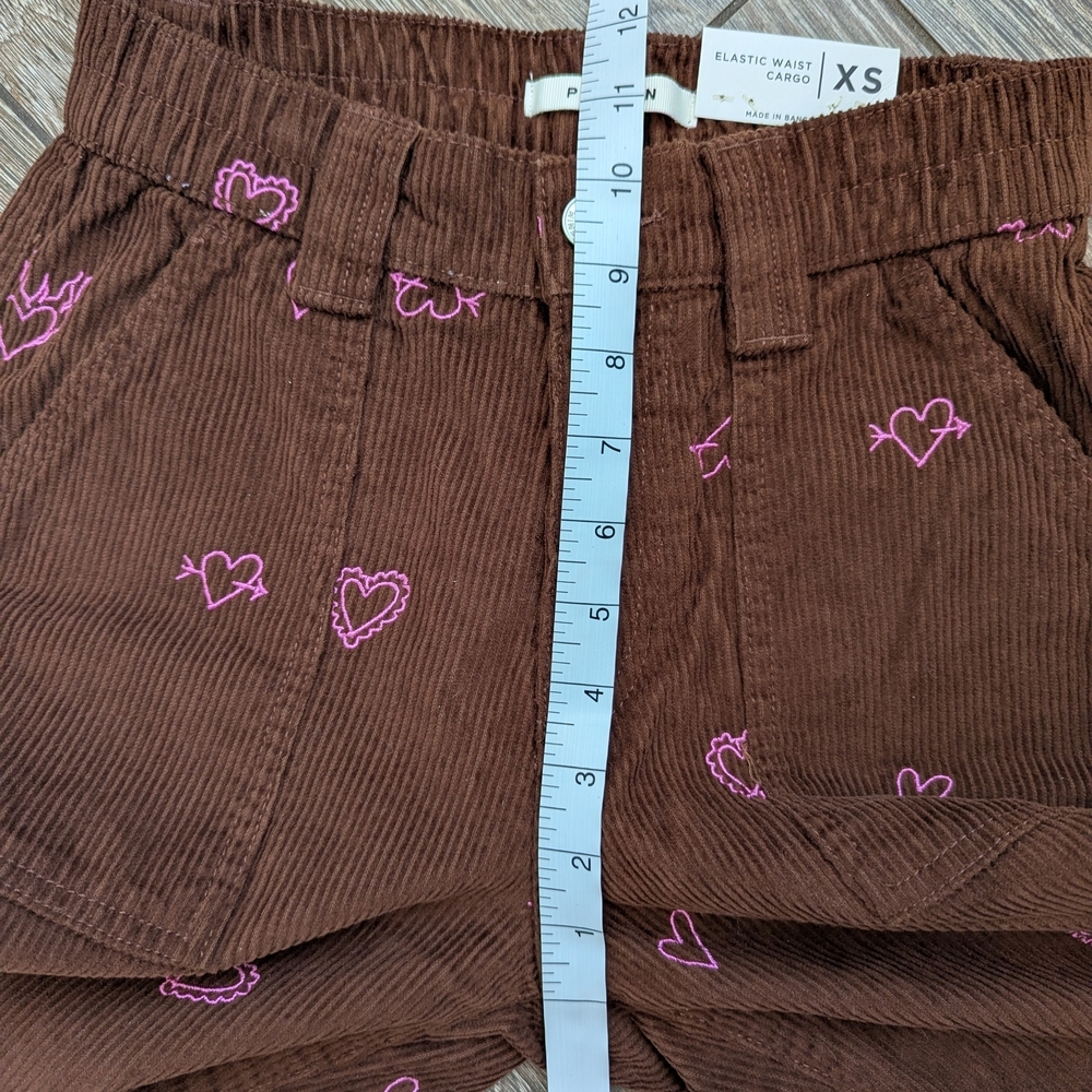 PacSun Heartbreaker Brown Corduroy Cargo Pants Size XS Elastic Waist Straight - Picture 9 of 11